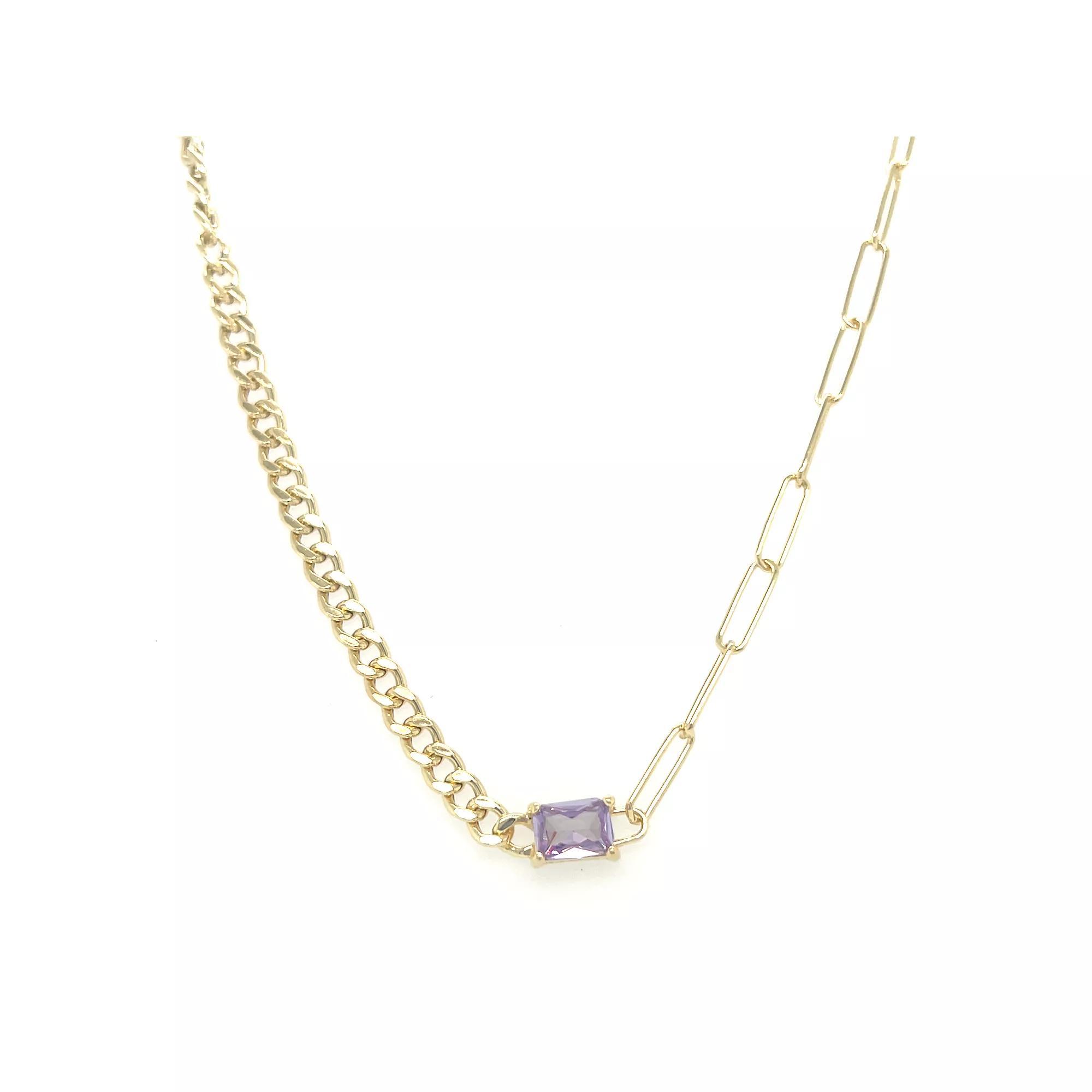Meshmerise Gold Over Sterling Silver Paperclip Birthstone Link Necklace, Women's, Size: 16-18" ADJ, May Product Image