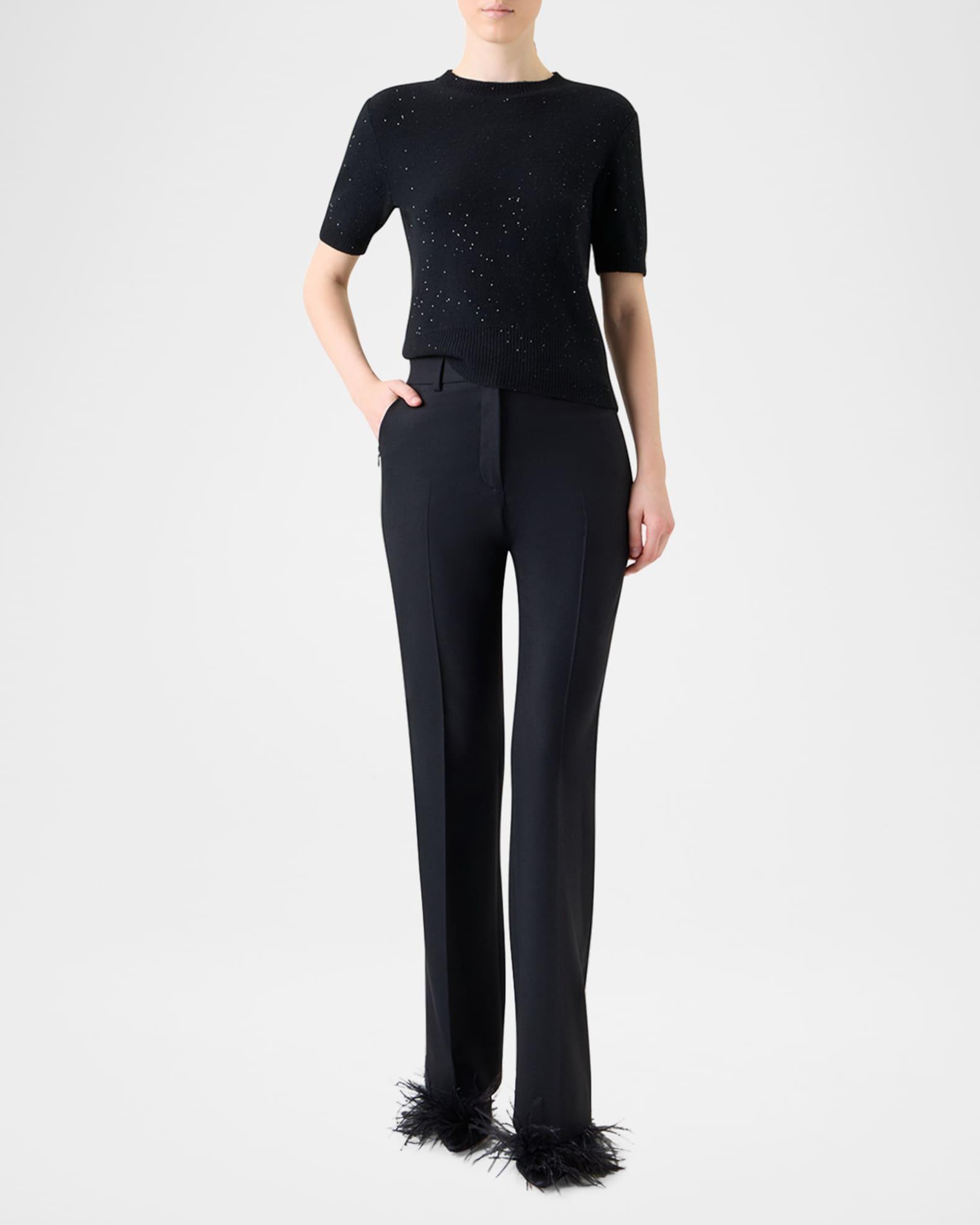 Wool-Cashmere Paillette Knit Short-Sleeve Sweater Product Image