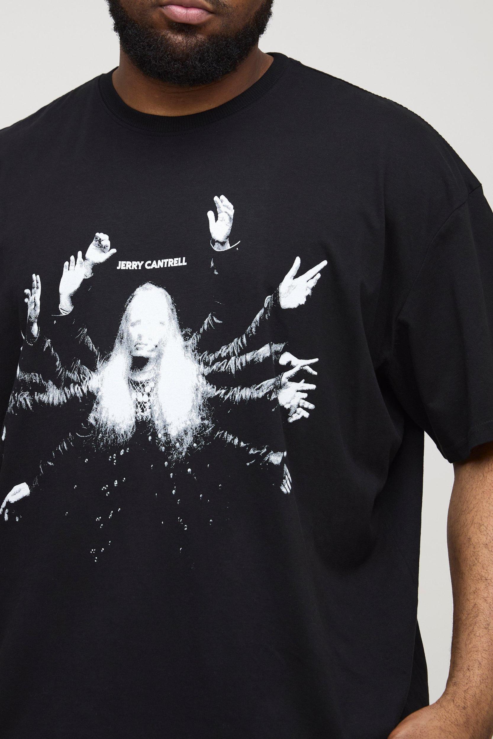 Plus Oversized Jerry Cantrell License Print T-Shirt | boohooMAN USA Product Image