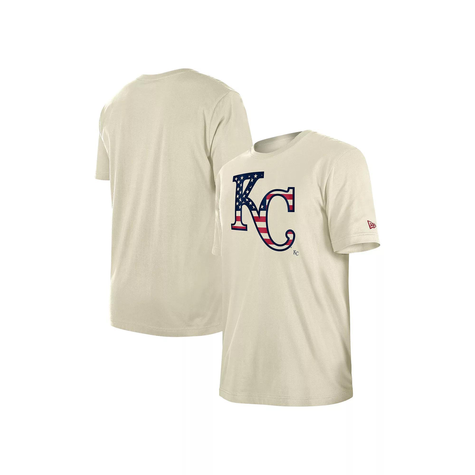 Men's New Era Cream Kansas City Royals 4th of July Flag Fill T-Shirt, Size: 2XL, Beige Product Image