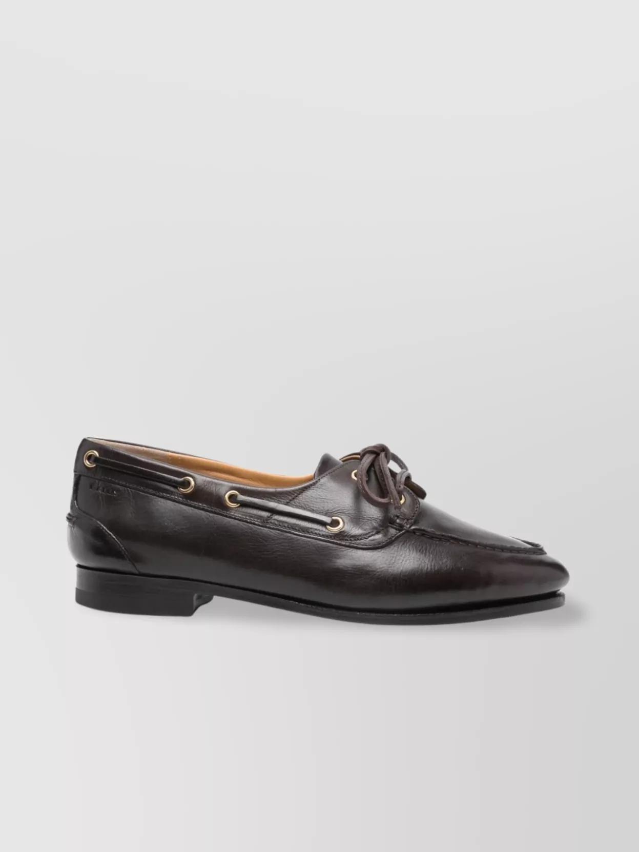 BALLY Apron Toe Stacked Heel Loafers With Eyelet Detailing Product Image