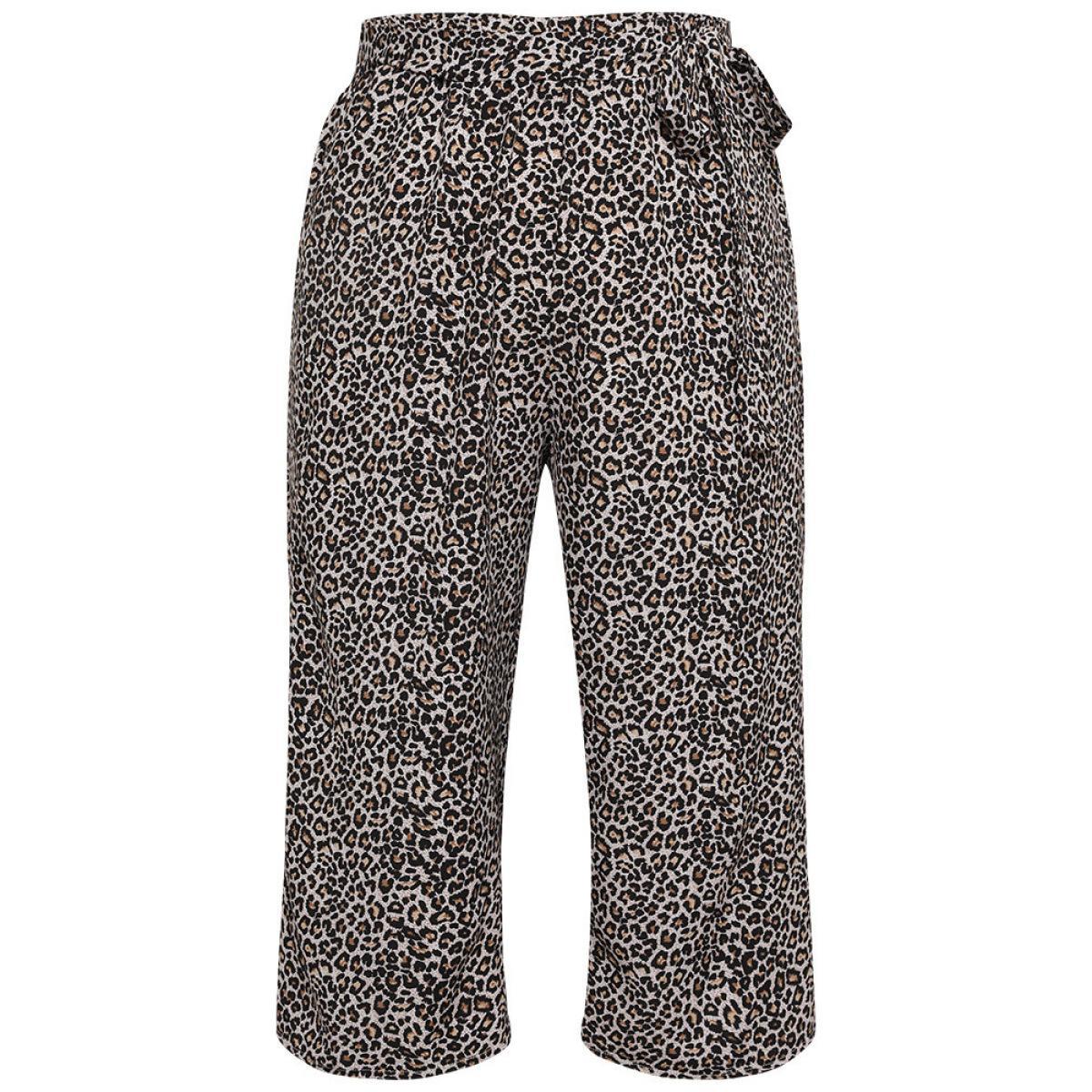 Plus Size Leopard Print Pocket Belted Loose Pants Women Multicolor Elegant High Rise Dailywear Pants BloomChic 18-20/2X Product Image