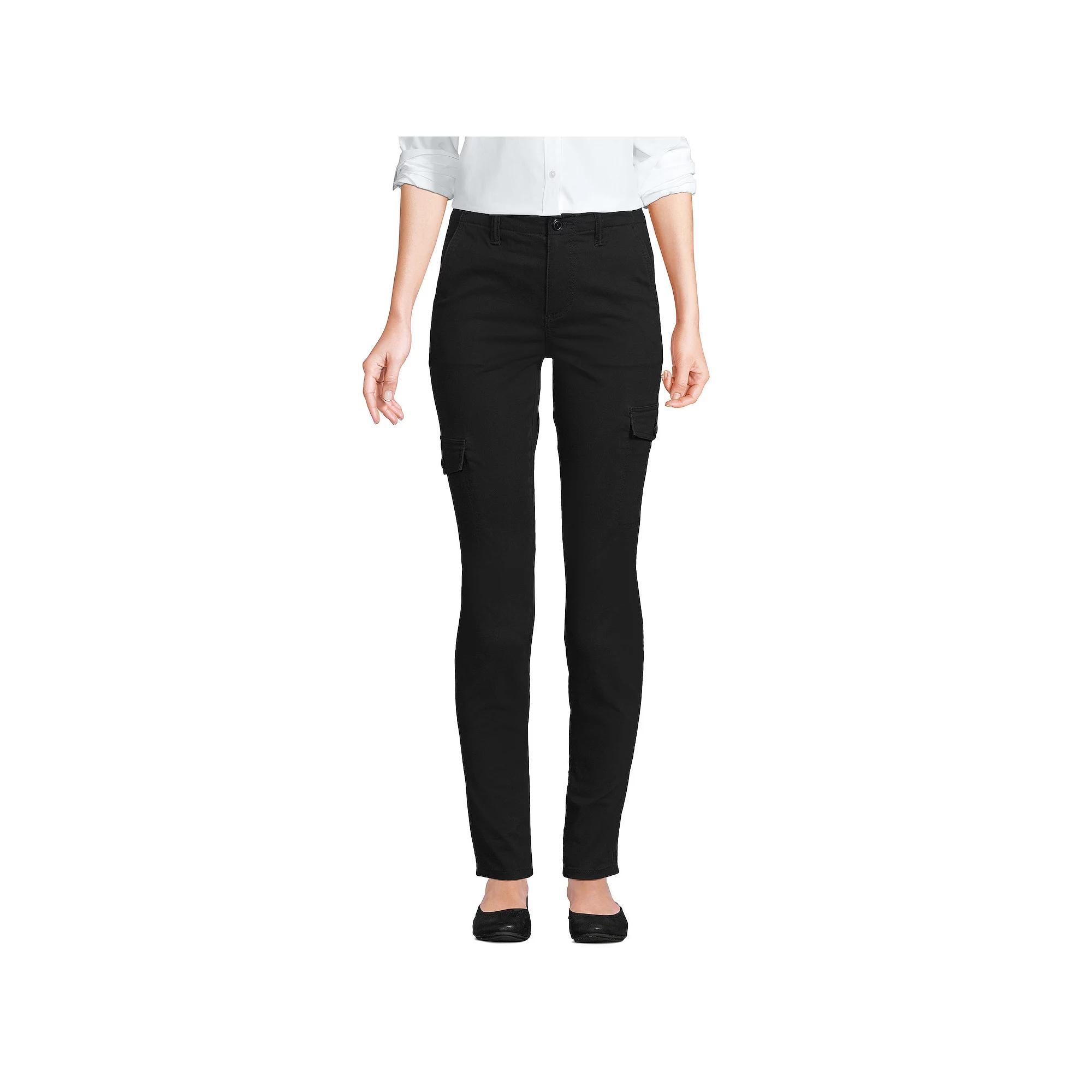 Womens Lands End Mid Rise Slim Cargo Chino Pants Product Image