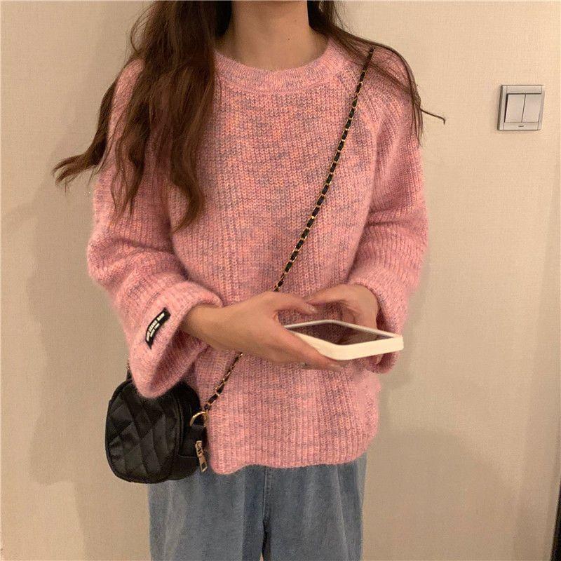 Crew Neck Plain Sweater Product Image
