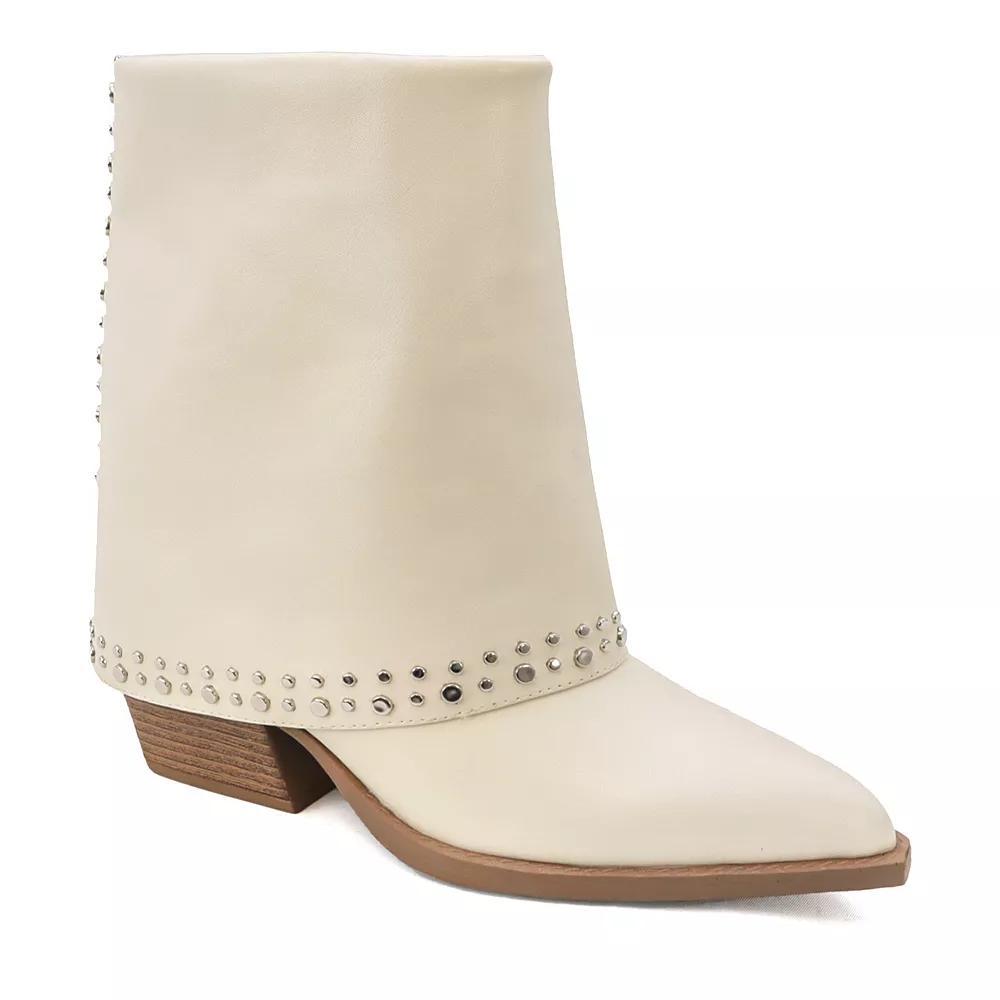 Yoki Gayle Women's Mid Shaft Studded Western Boots, Size: 6, Beige Product Image