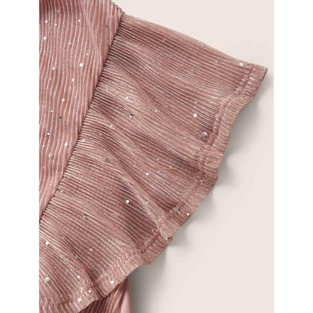 Plus Size Dirtypink Glitter Mesh V Neck Ruffle Cap Sleeve Blouse Women Formal Cap Sleeve V-neck Party Blouses BloomChic 18-20/2X Product Image