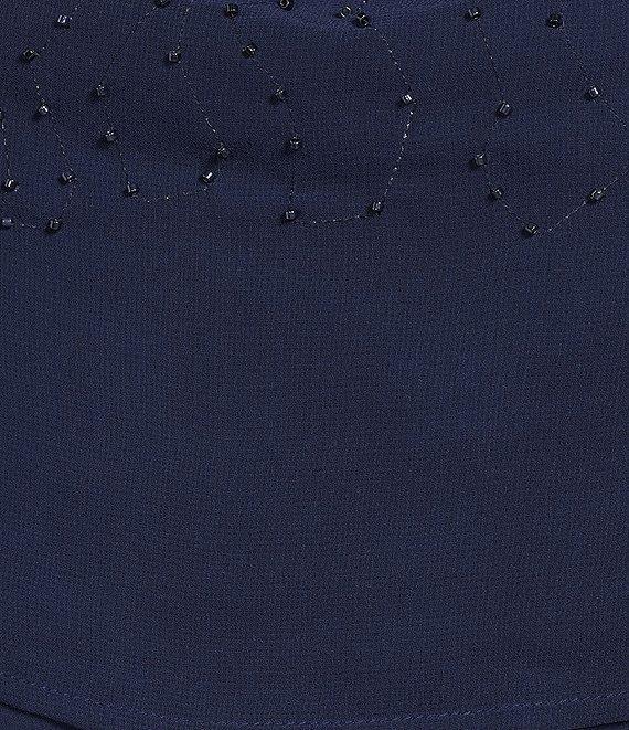 Marina Pebble Chiffon Beaded Caplet Sheath Dress Product Image
