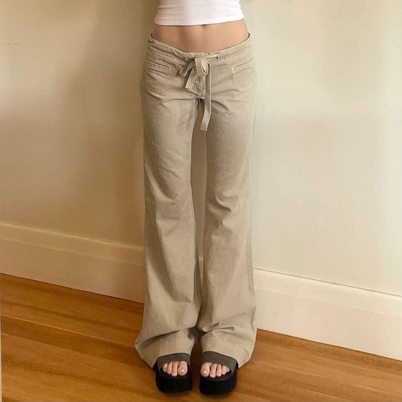 Low Rise Plain Flared Pants Product Image