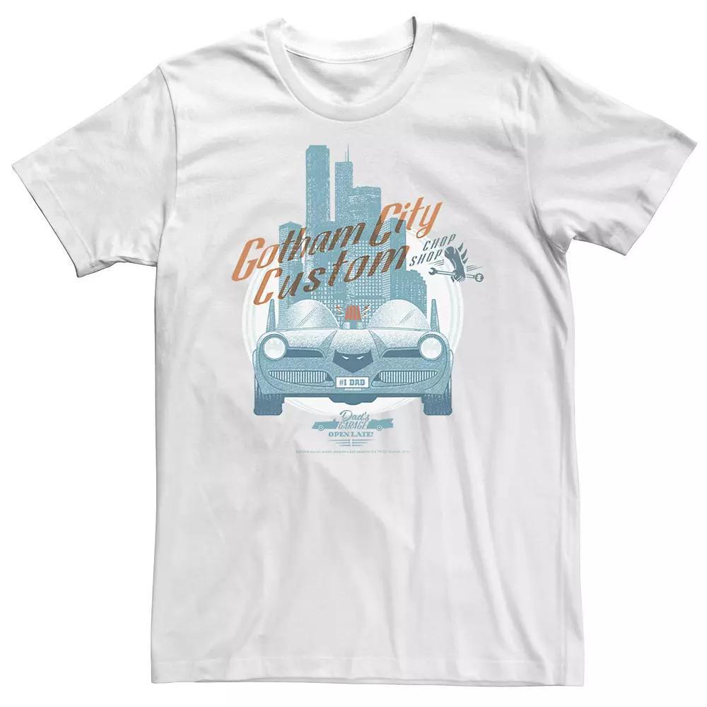 Big & Tall DC Comics Gotham City Customs Shop Poster Tee, Men's, Size: 3XL, White Product Image