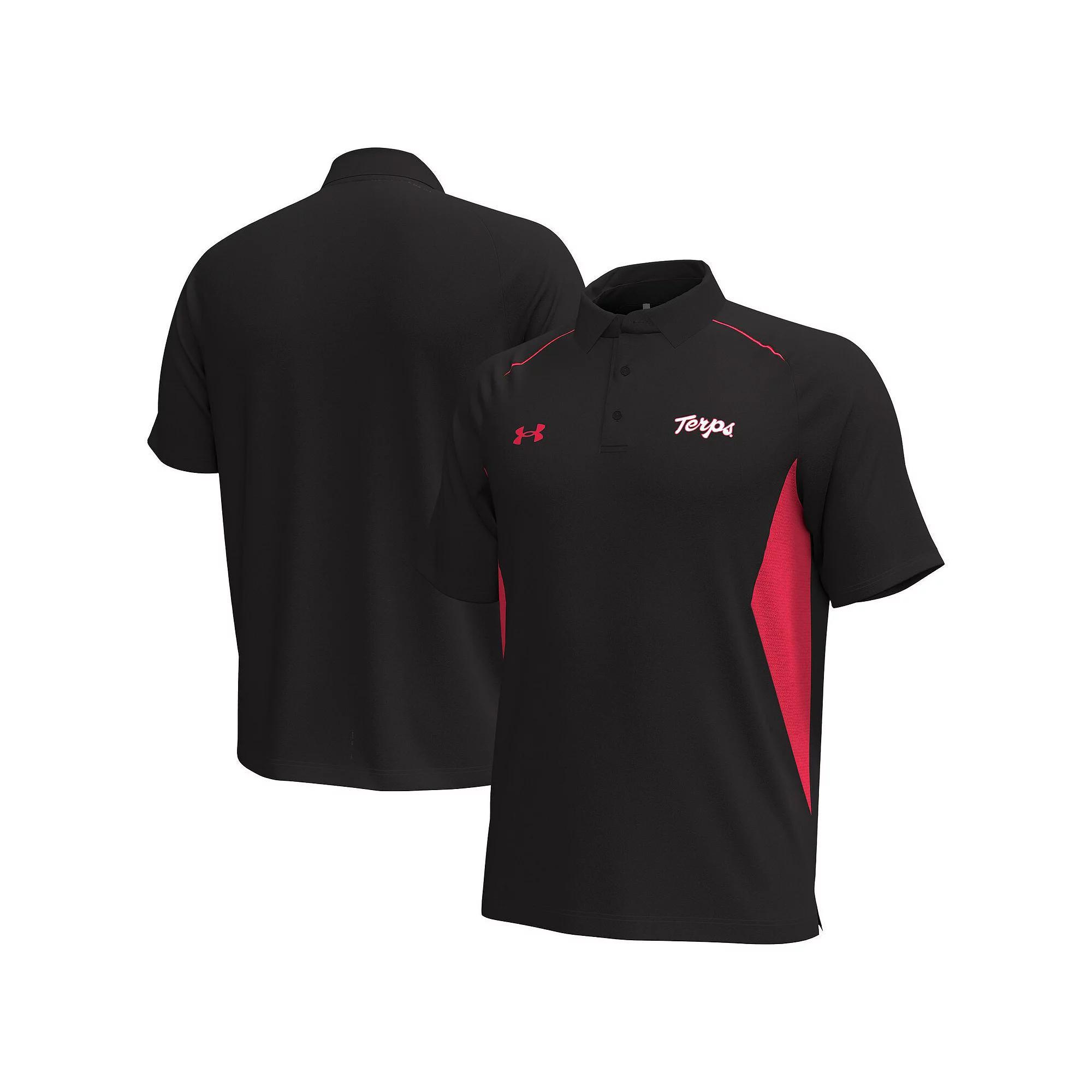 Men's Under Armour  Black Maryland Terrapins Title Performance Polo, Size: Medium Product Image