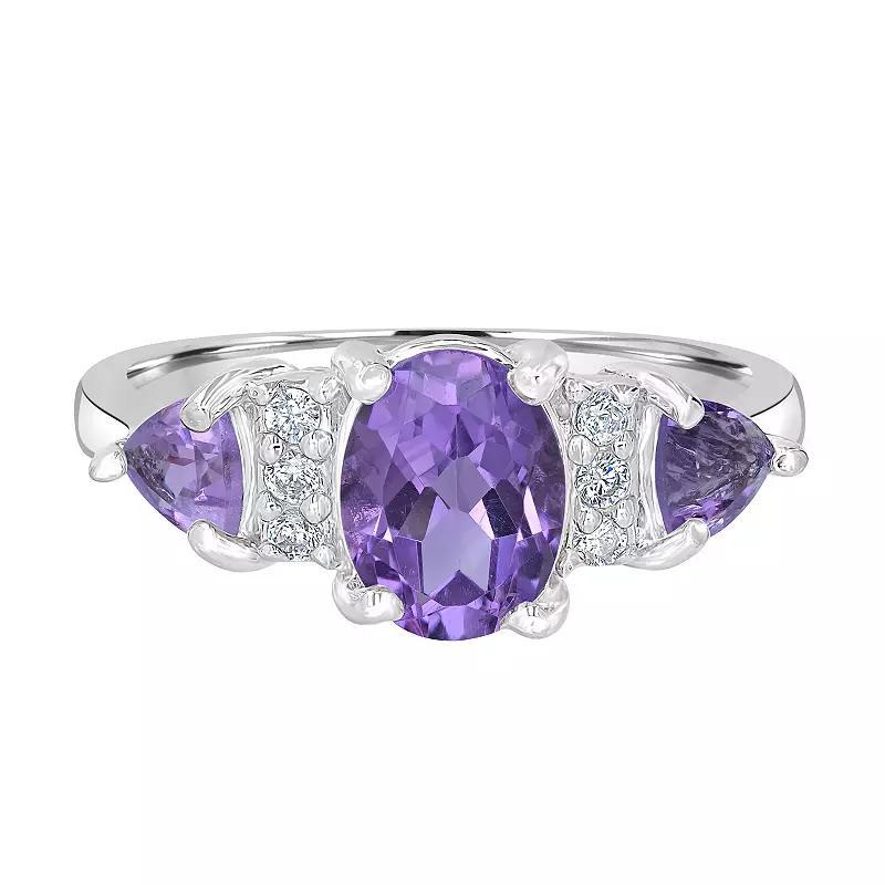 Gemistry Sterling Silver Stone & Cubic Zirconia 3 Stone Ring, Women's, Size: 7, Black Product Image