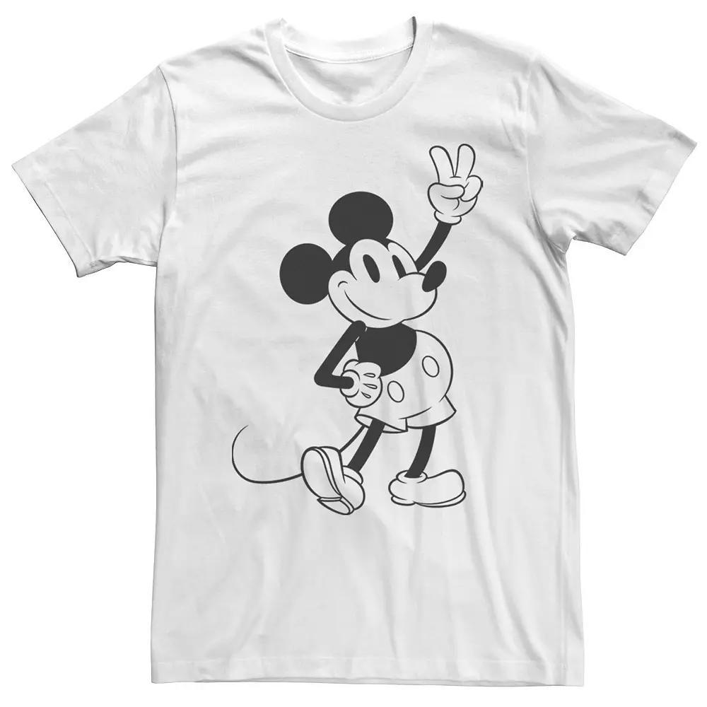 Big & Tall Disney Mickey & Friends Mickey Peace Outline Tee, Men's, Size: 3XL, White Product Image