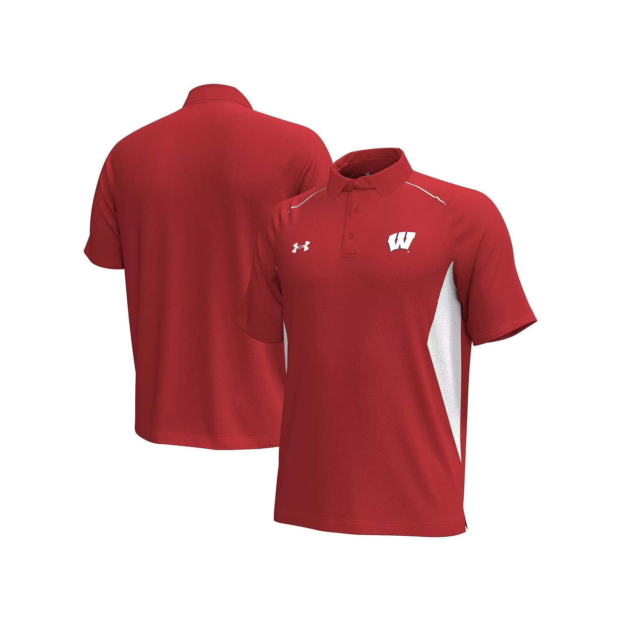 Men's Under Armour  Red Wisconsin Badgers Title Performance Polo, Size: XXL Product Image