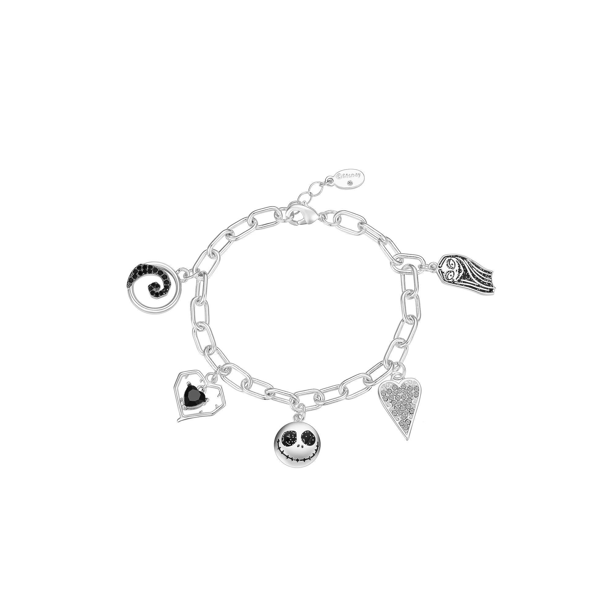 Disney's The Nightmare Before Christmas Silver Tone Jack & Sally Charm Bracelet, Women's, Multi None Product Image
