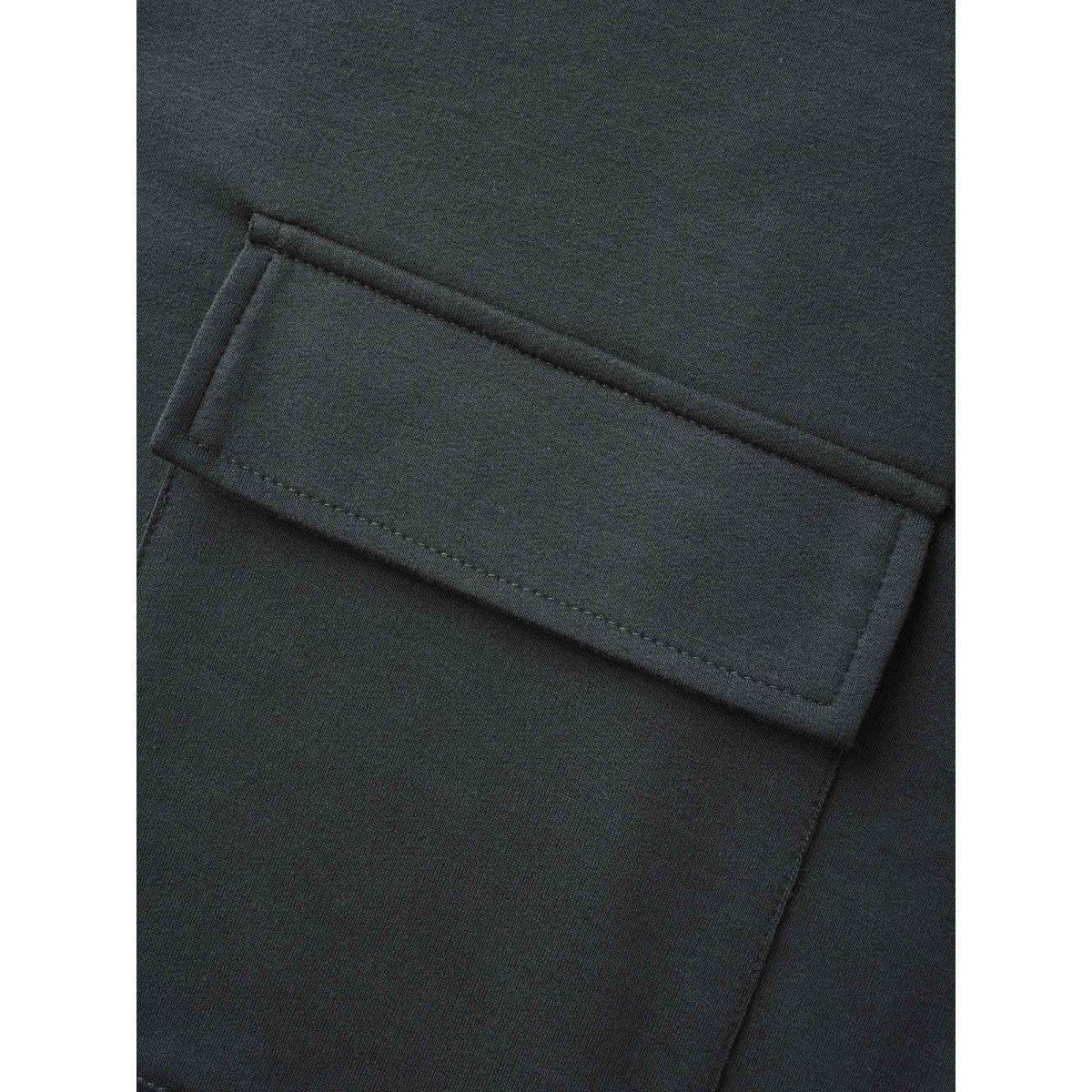 Plus Size Half Zip Hooded Pocket Sweatshirt Women DimGray Casual Patchwork Hooded Everyday Sweatshirts BloomChic 18-20/2X Product Image