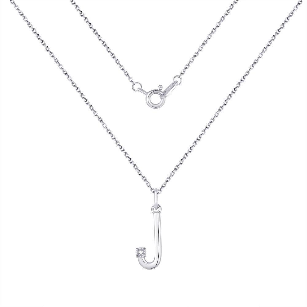 Forever Radiant Diamond Accent Initial Pendant Necklace, Women's, Size: 18", Silver Tone J Product Image