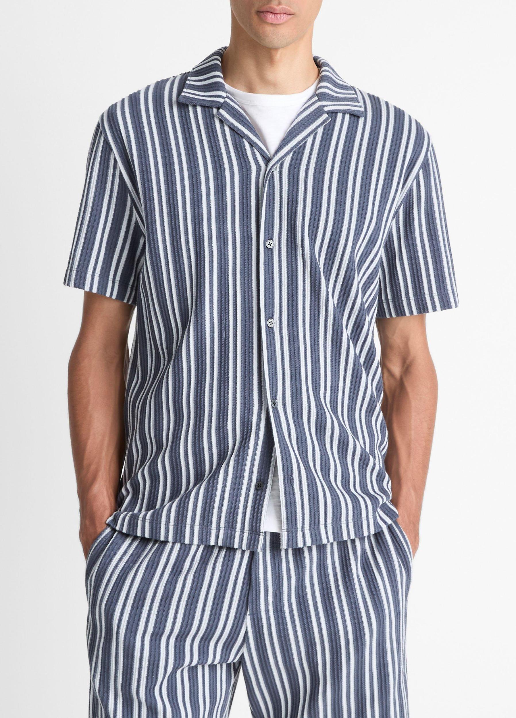 Jacquard-Stripe Cotton-Blend Button-Front Shirt Product Image