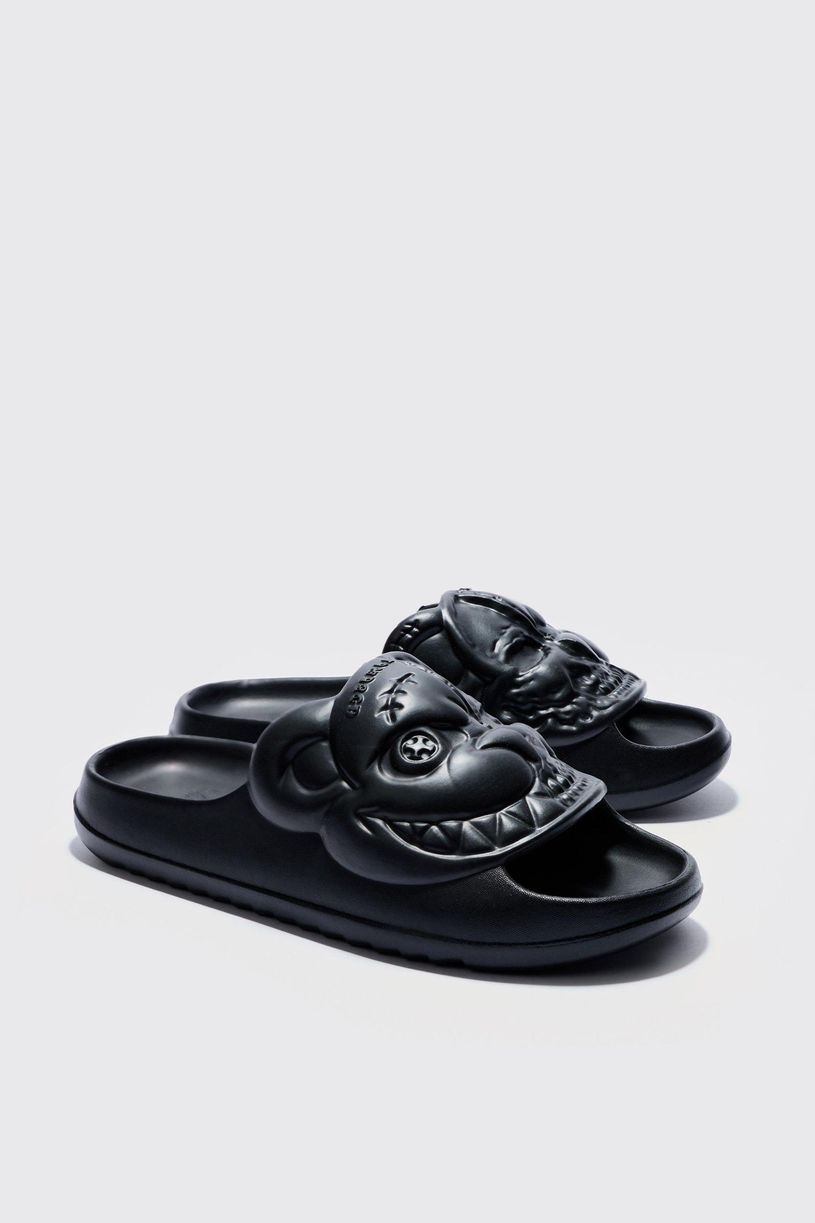 Mens Perforated Evil Teddy Slider - Black Product Image