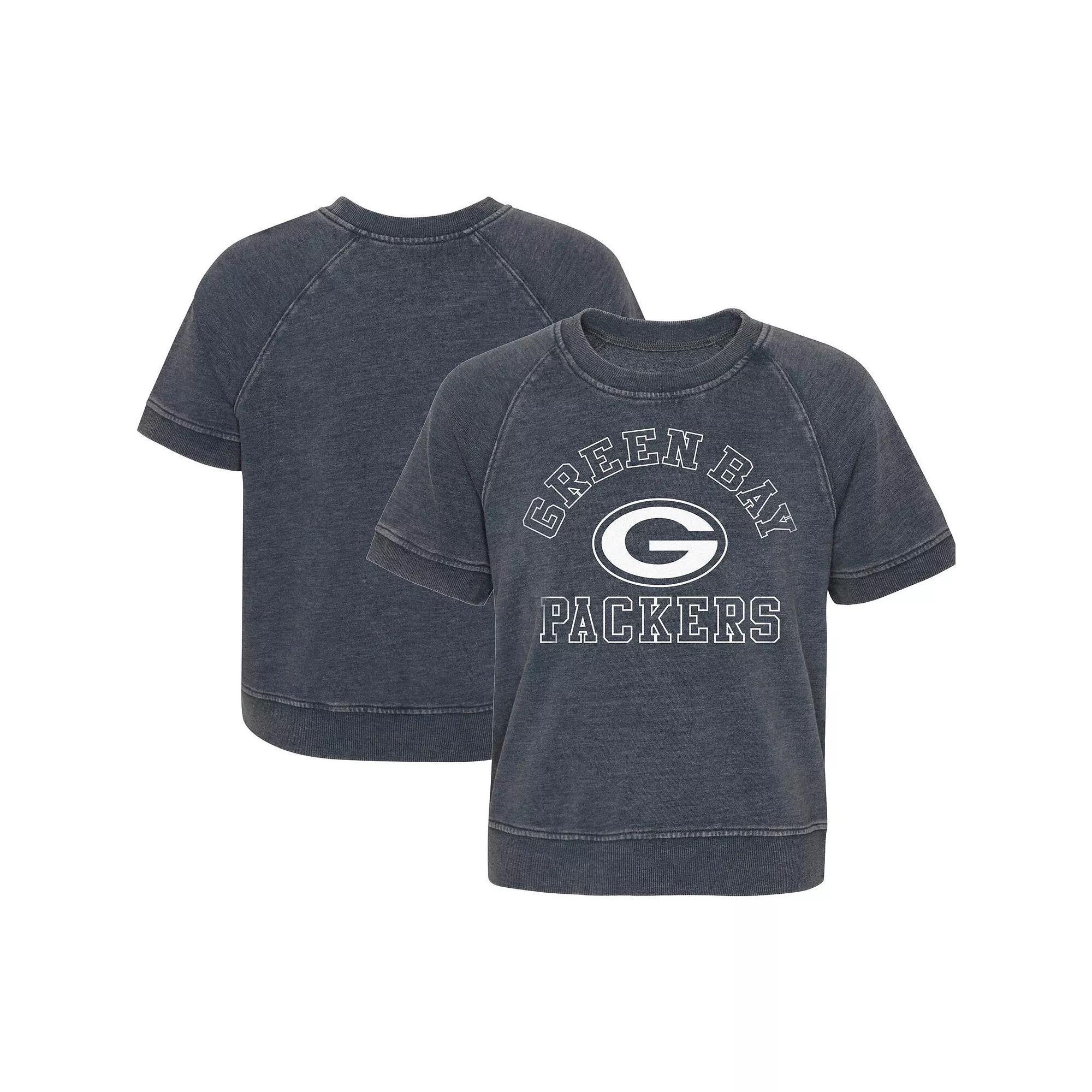 Girls Juniors Heather Charcoal Green Bay Packers Cheer Squad Raglan T-Shirt, Women's, Size: JR Medium Product Image