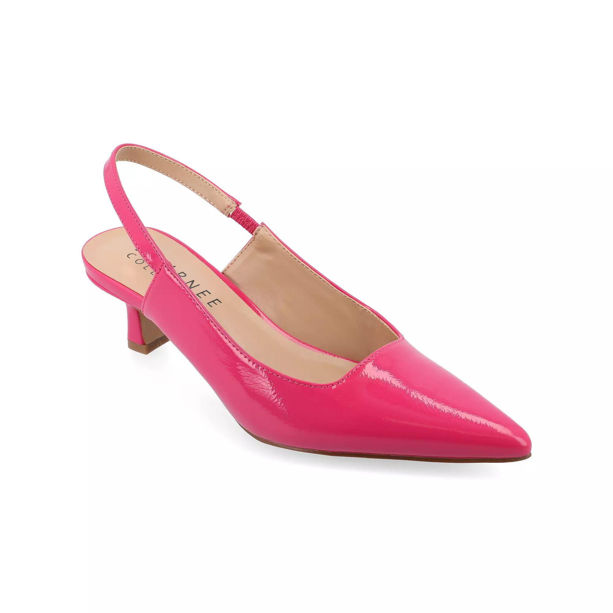 Journee Paulina Women's Slingback Heels, Size: 6.5, Patent Pink Product Image
