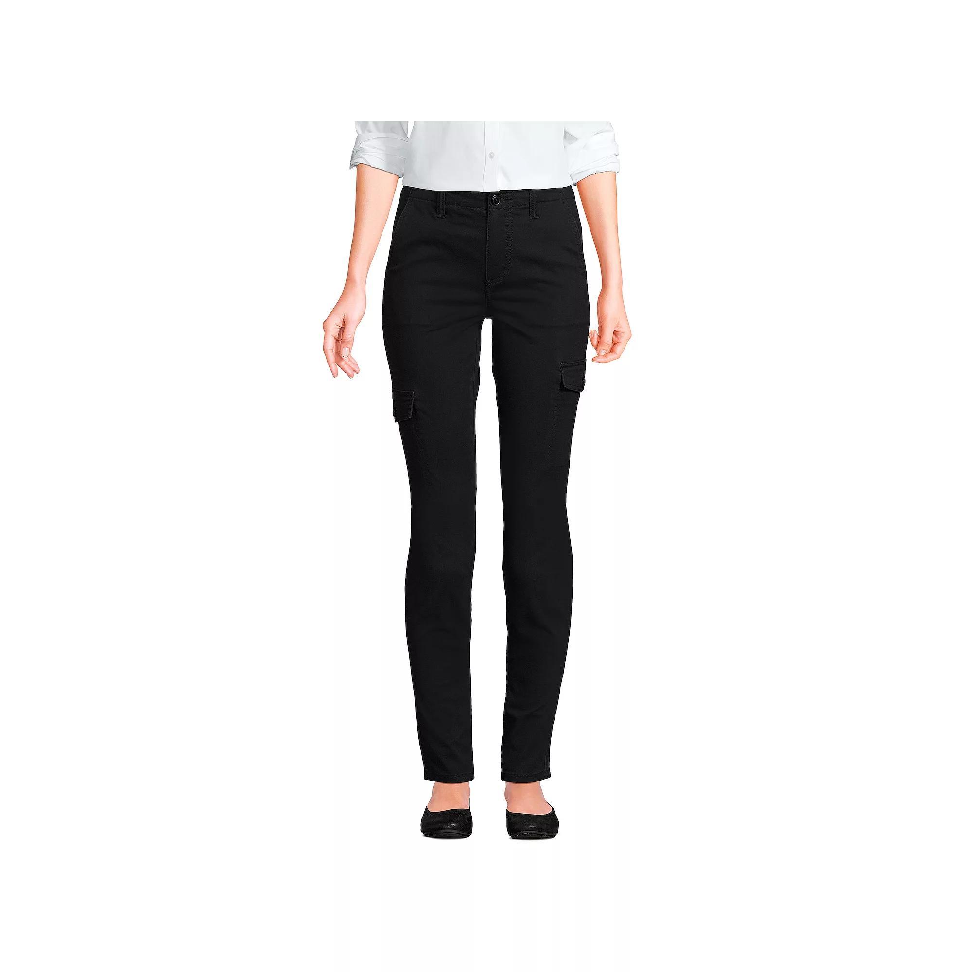 Petite Lands End Mid Rise Slim Cargo Chino Pants, Womens Product Image