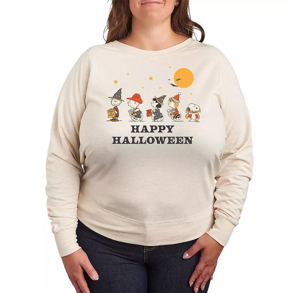 Plus Size Peanuts Group Happy Halloween French Terry Long Sleeve Tee, Womens Product Image