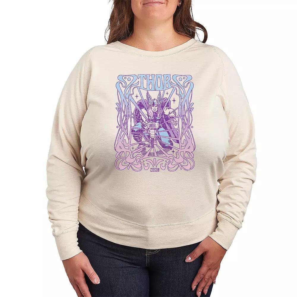 Plus Size Thor Nouveau Floral French Terry Long Sleeve Tee, Womens Product Image