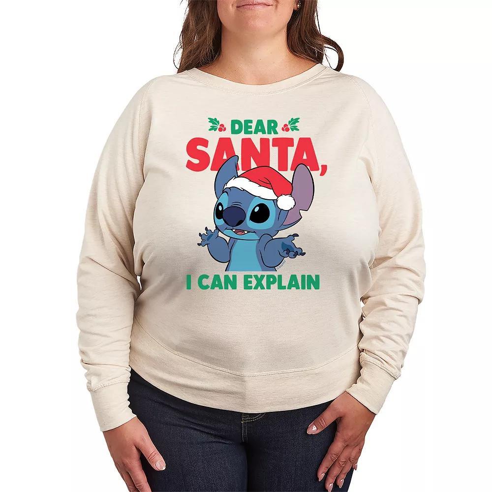 Disneys Lilo & Stitch Plus Size Dear Santa French Terry Long Sleeve Tee, Womens Product Image