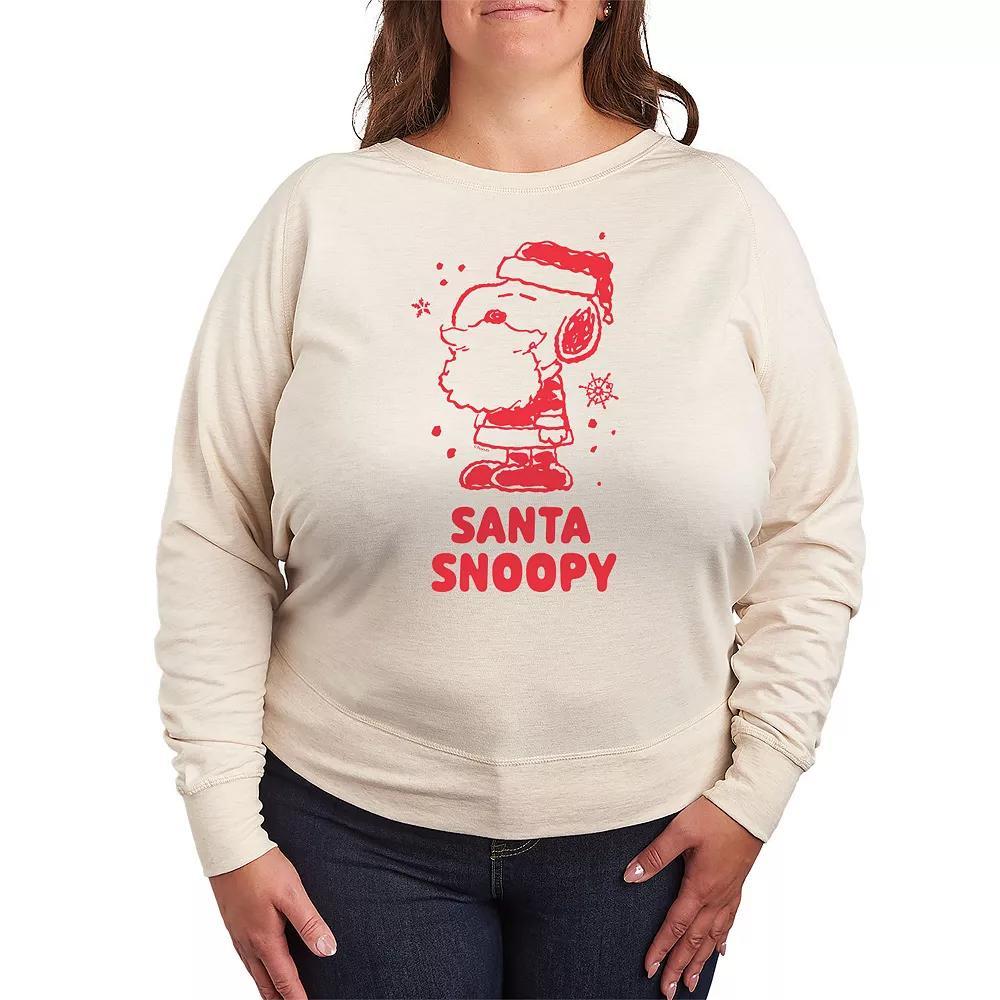 Womens Peanuts Santa Snoopy French Terry Long Sleeve Tee Product Image