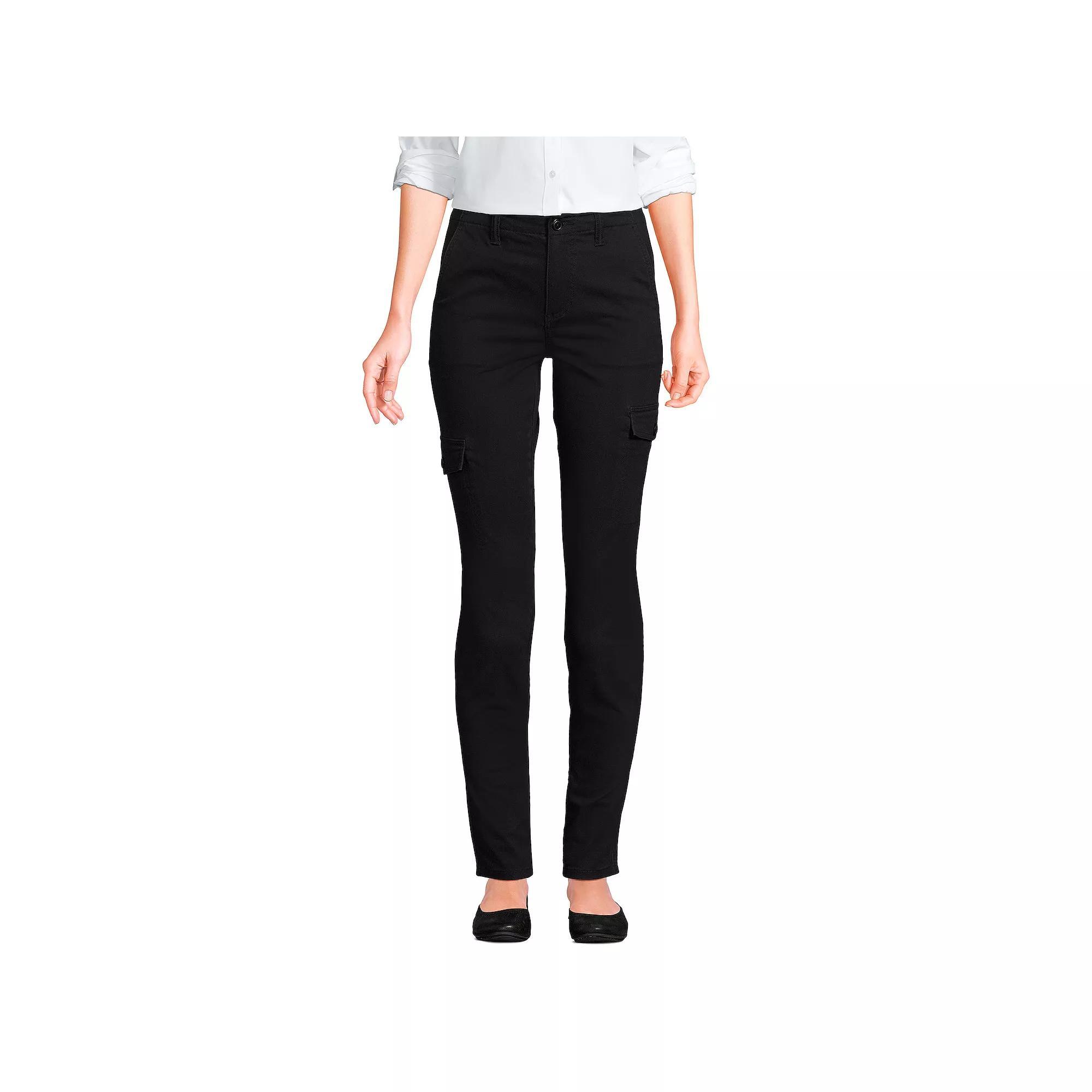 Petite Lands End Mid Rise Slim Cargo Chino Pants, Womens Product Image