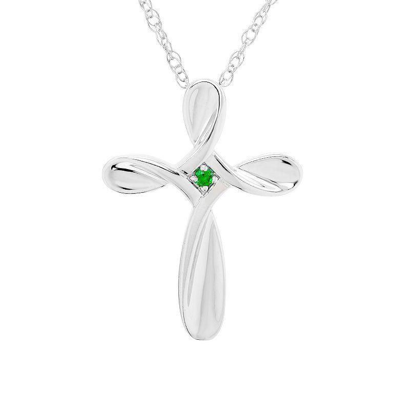 Boston Bay Diamonds Sterling Silver Gemstone Cross Pendant Necklace, Women's, Size: 18", Peridot Product Image