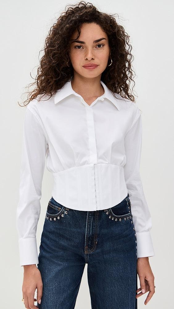 alice + olivia Edie Corset Button Down | Shopbop Product Image