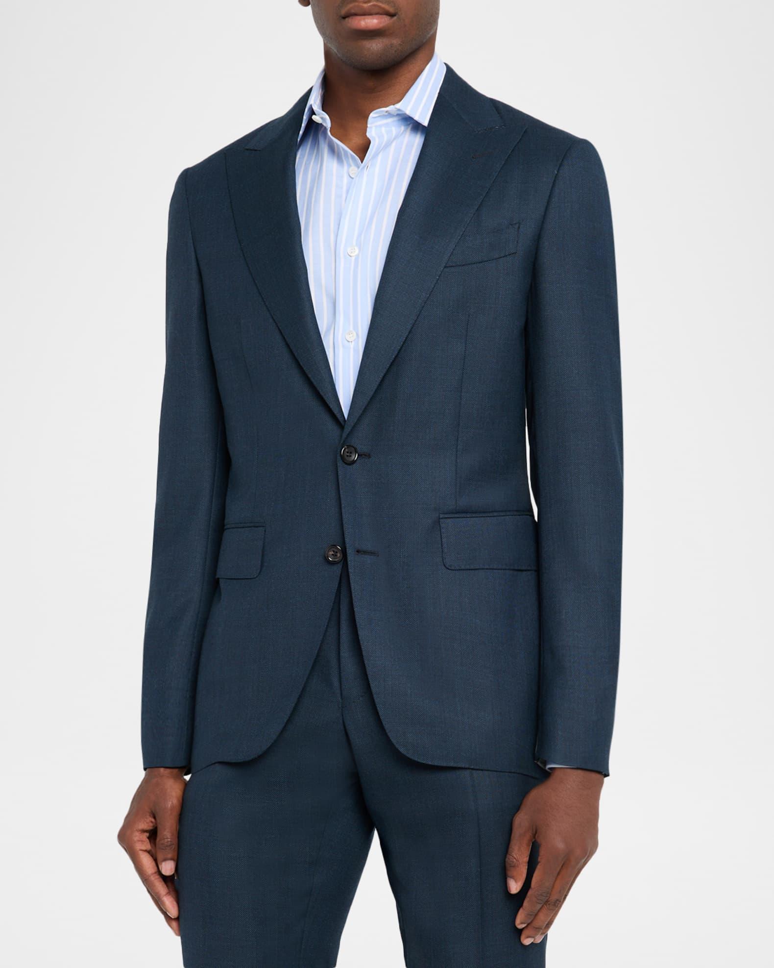 Men's Wool Windowpane Peak Lapel Suit Product Image