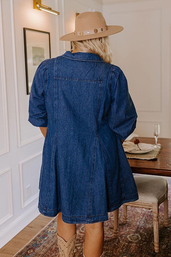 Gather Together Denim Mini Dress Curves Product Image