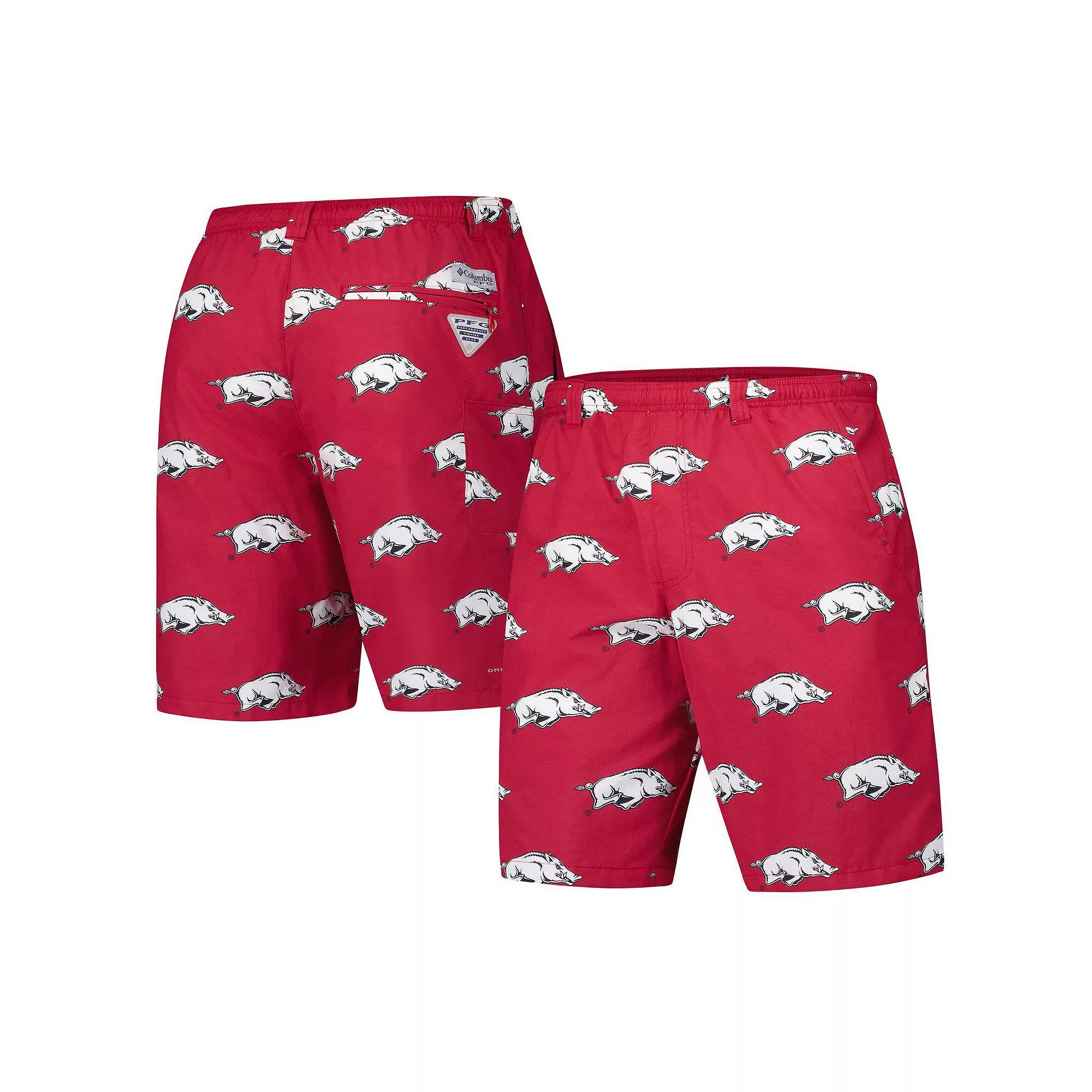 Men's Columbia Cardinal Arkansas Razorbacks PFG Backcast™ III Omni-Shade™ Shorts, Size: Large, Red Product Image