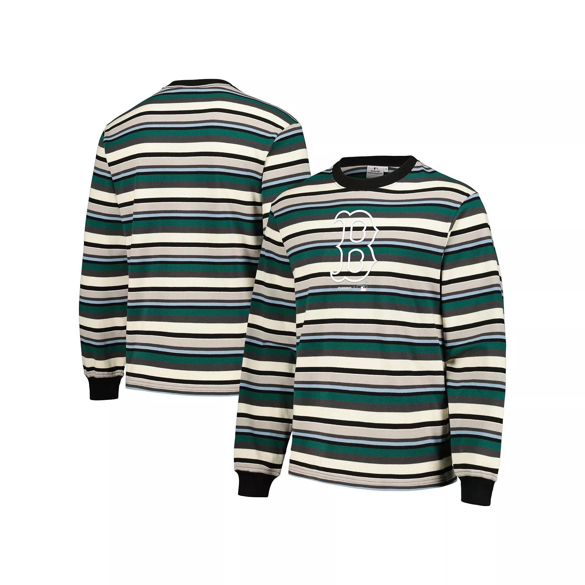 Men's PLEASURES Cream/Green Boston Red Sox Ballpark Long Sleeve T-Shirt, Size: Large, Beige Product Image