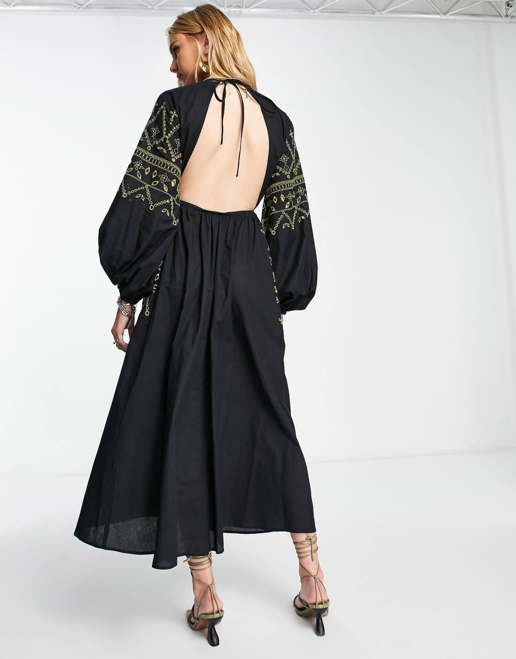 ASOS DESIGN embroidered button up midaxi dress Product Image