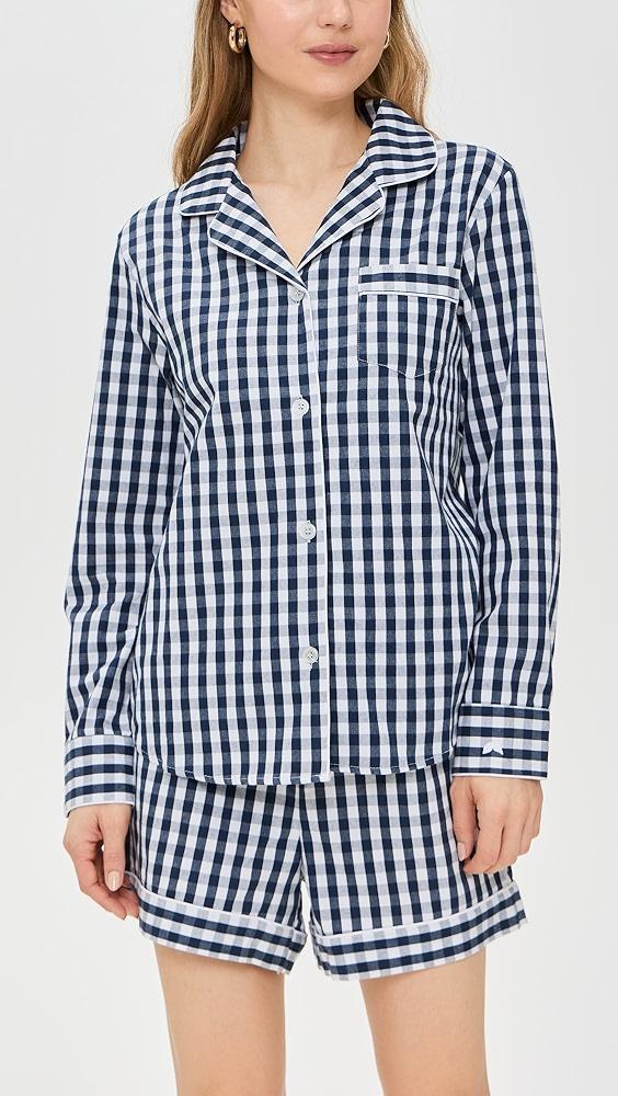 Petite Plume Gingham Long Sleeve Short Set | Shopbop Product Image