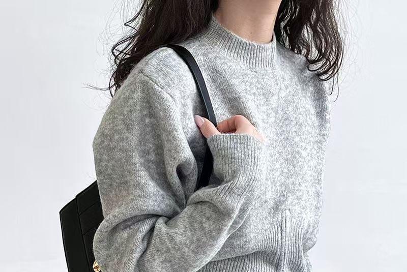 Round Neck Half-Zip Sweater Product Image