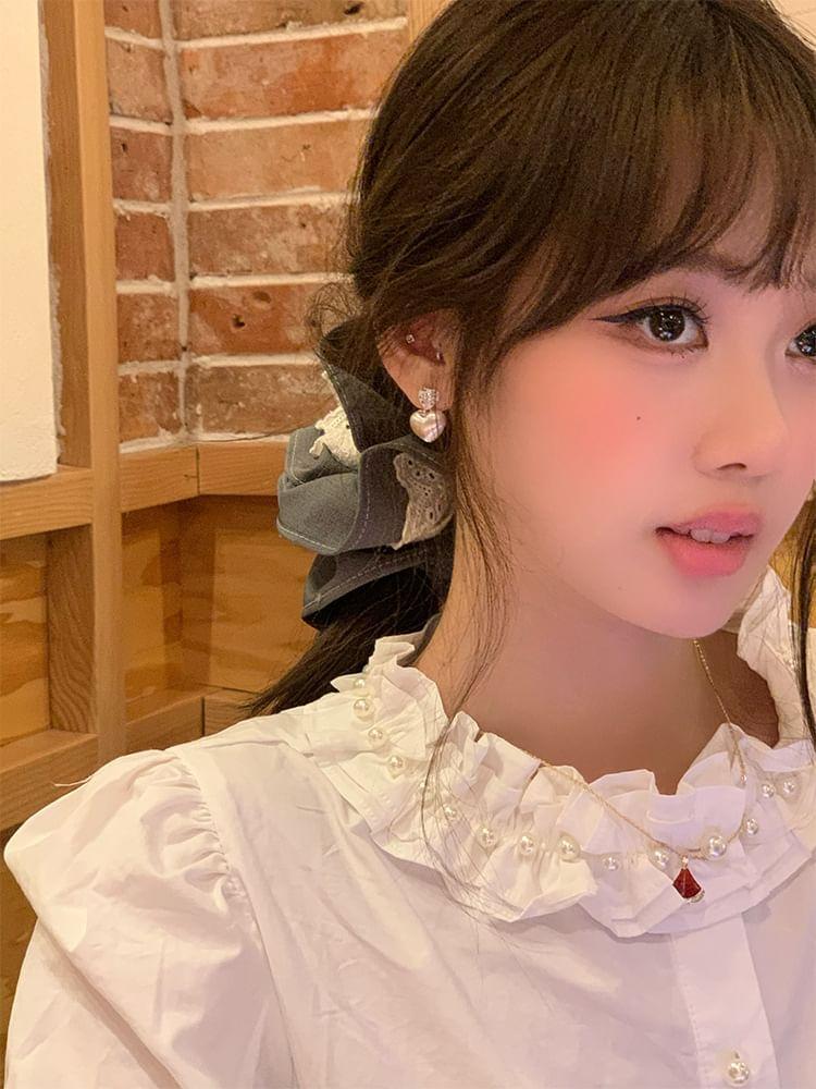 Faux Pearl Heart Drop Earring Product Image