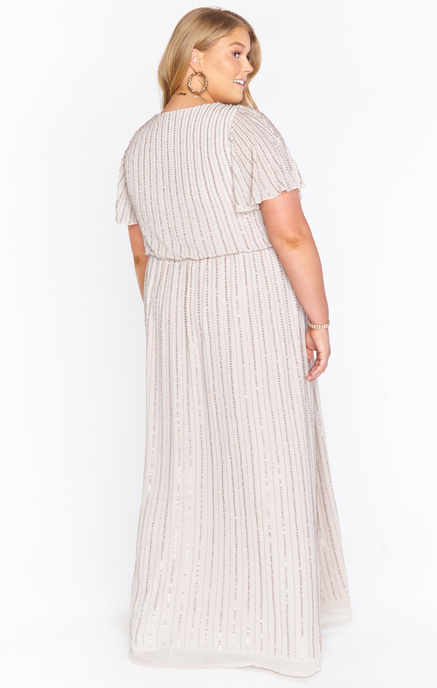 Michelle Flutter Maxi Dress ~ Dove Grey Beaded Product Image