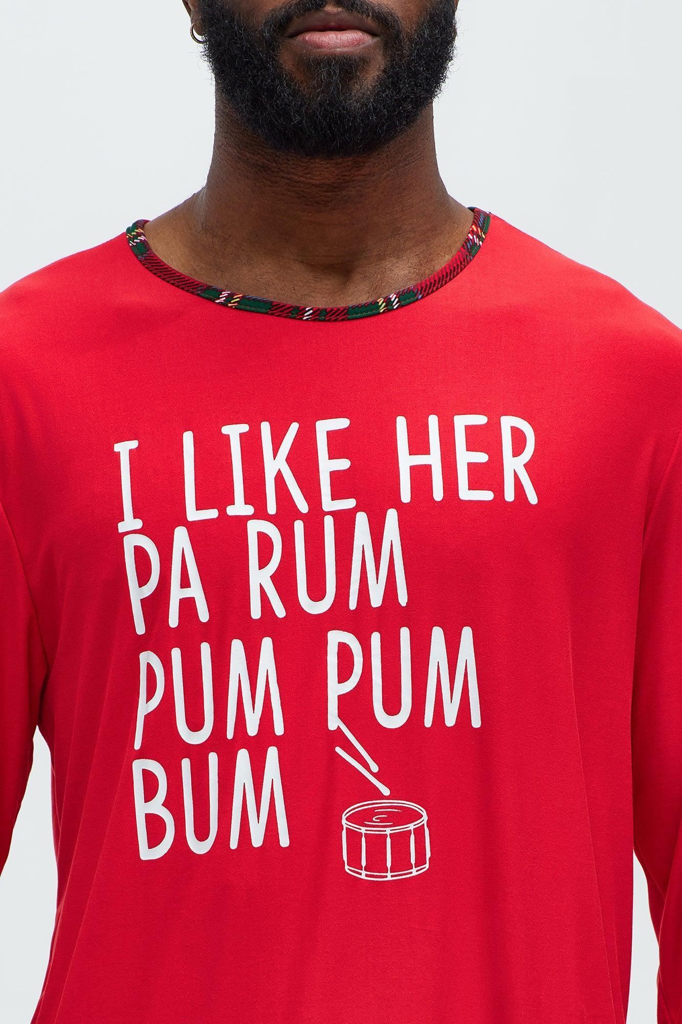 I Like Her Pa Rum Pum Holiday PJ Set - Red/combo Product Image