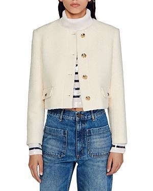 Womens Cropped Boucl Wool Jacket Product Image