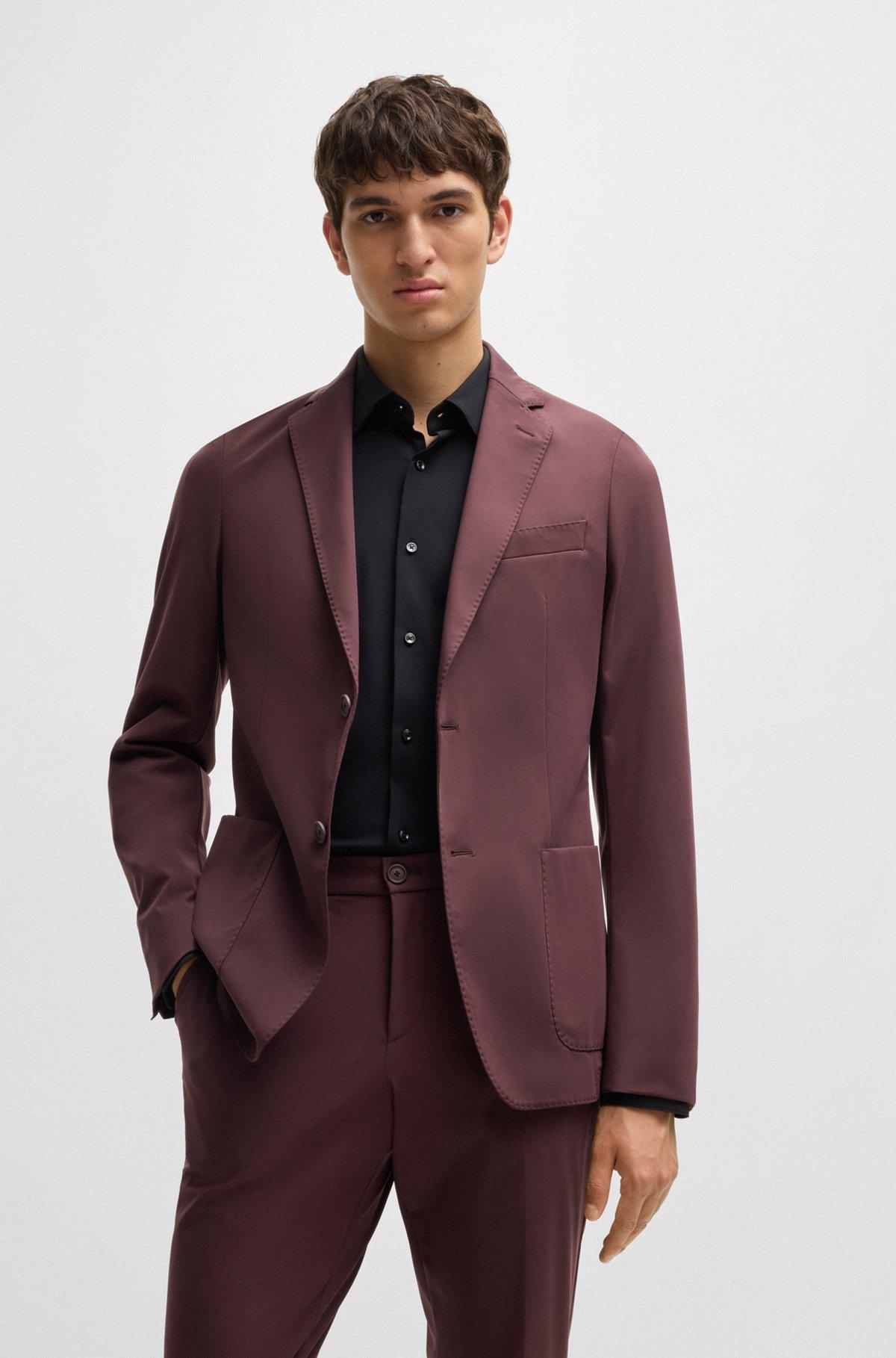 BOSS - Slim-fit trousers in performance-stretch jersey - Light Red Product Image