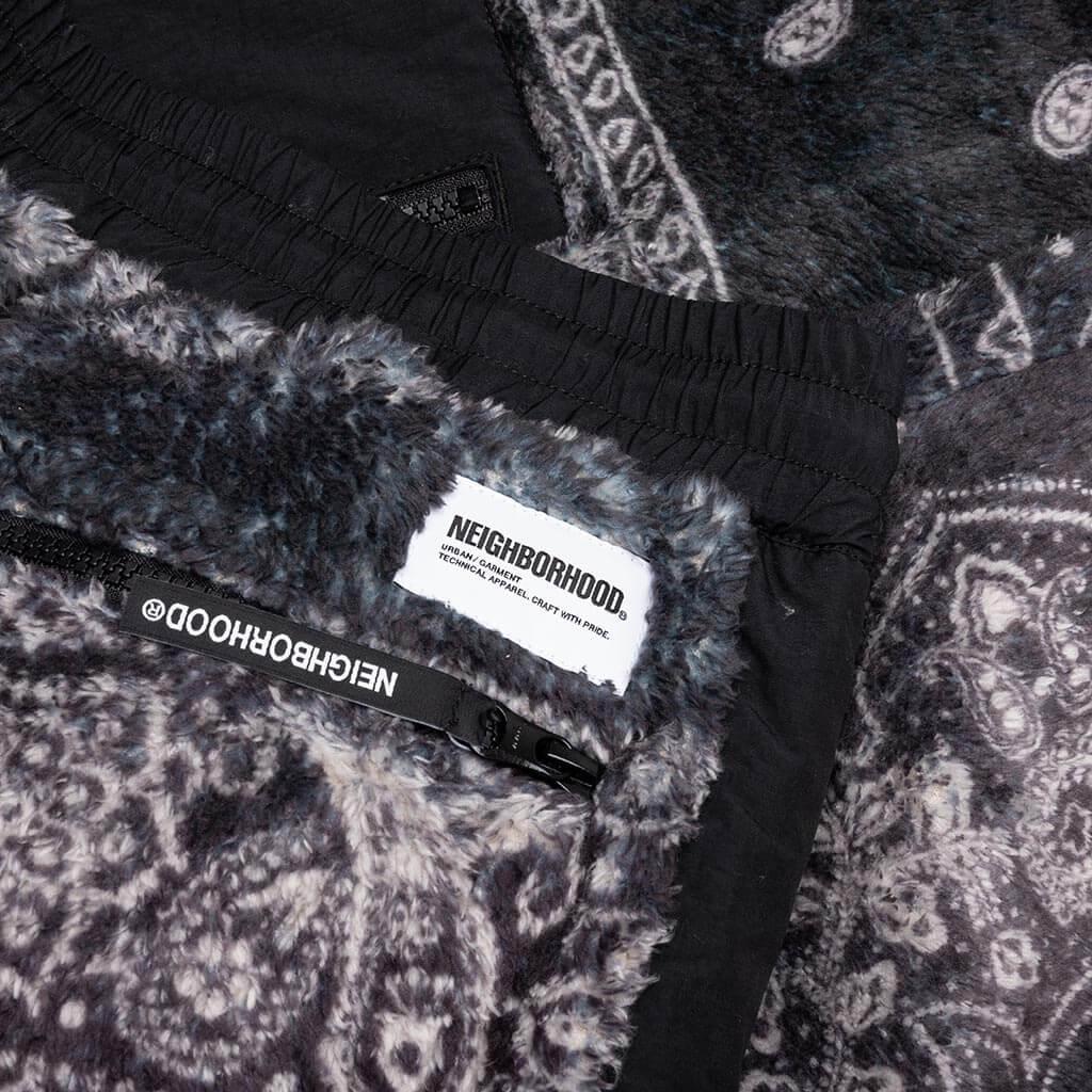 Bandana Pattern Fleece Pants - Black Male Product Image