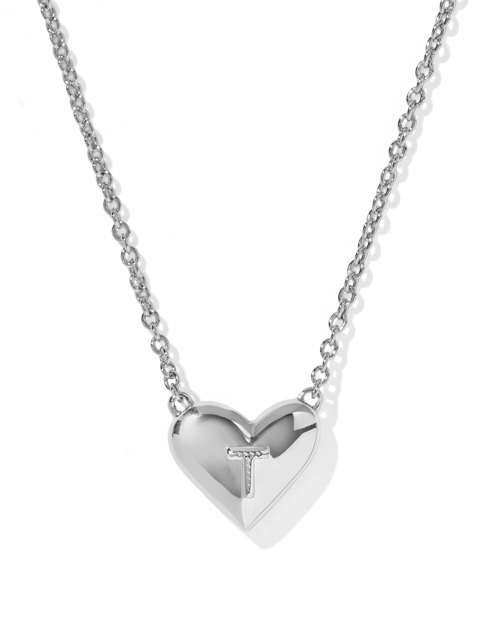 Ari Heart Letter T Silver Short Pendant Necklace Product Image