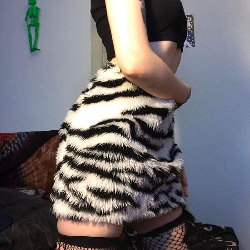 High Rise Zebra Print Mini Pencil Skirt Product Image