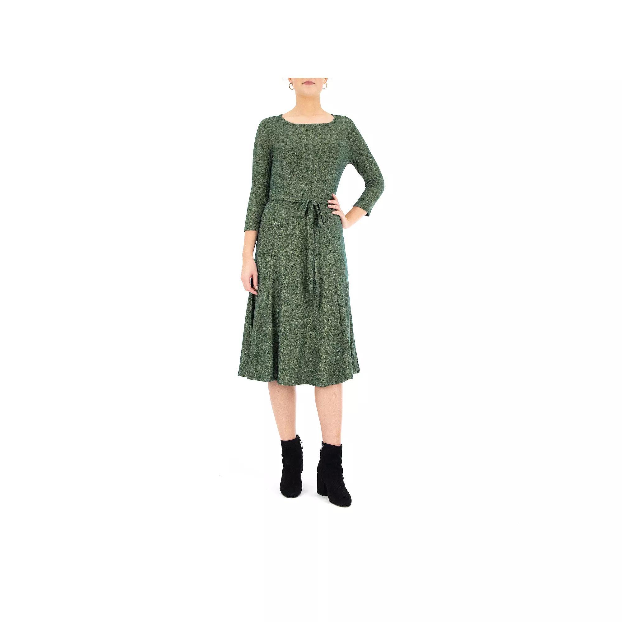 Women's Nina Leonard Sylvia Lurex Midi Dress, Size: XL, Deep Pine Gold Product Image