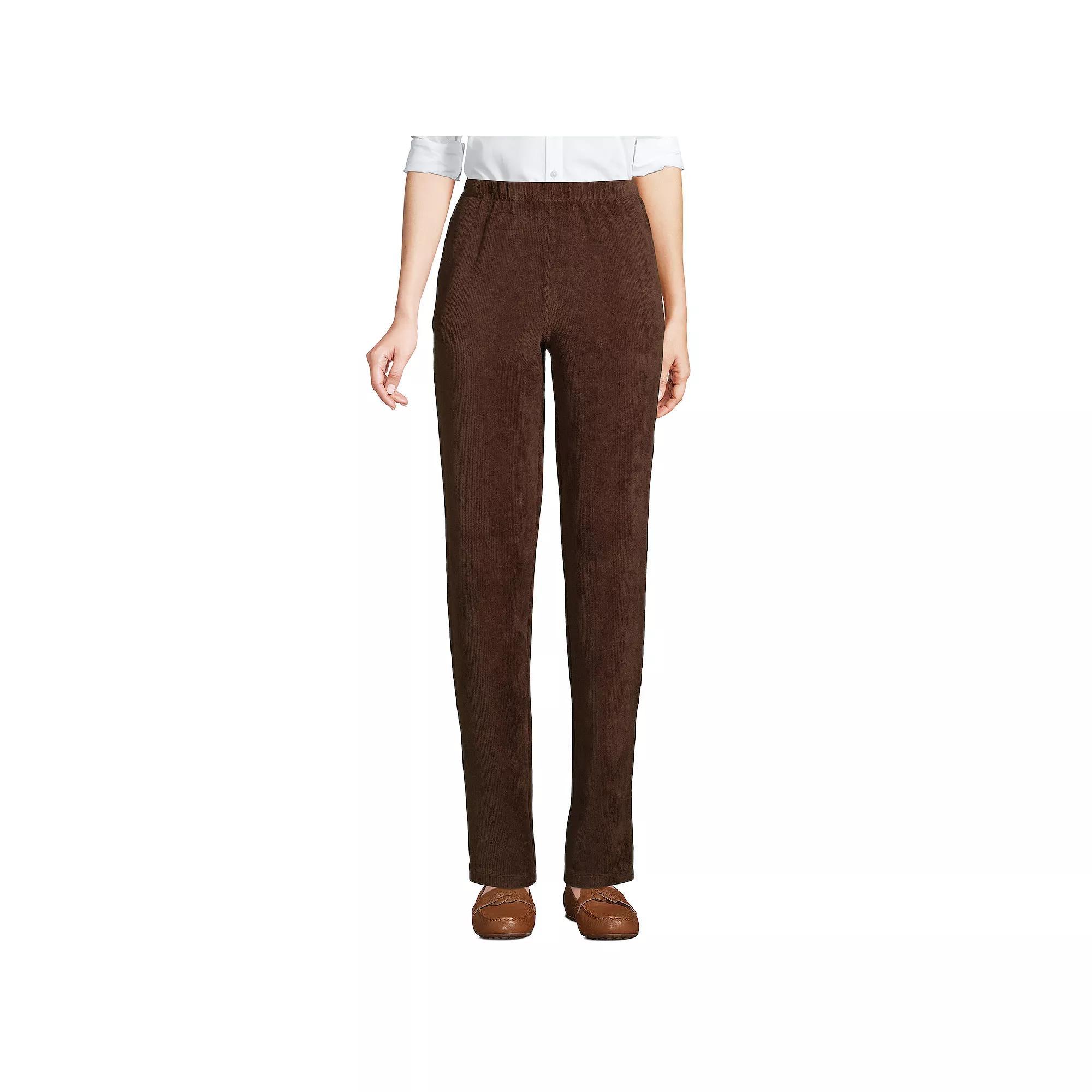 Women's Lands' End Sport High Rise Corduroy Pull-On Pants, Size: XL, Rich Brown Product Image