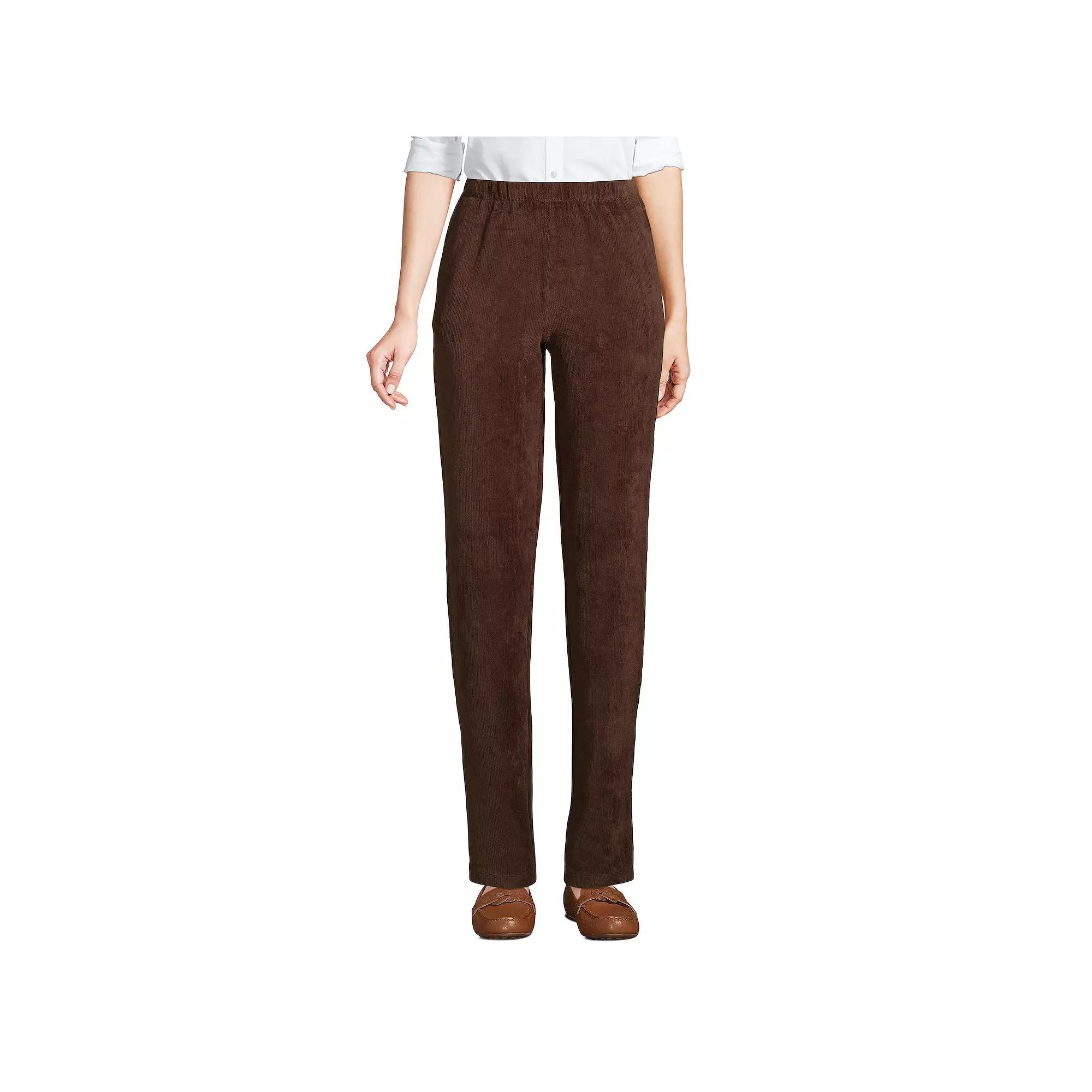 Womens Lands End Sport High Rise Corduroy Pull-On Pants Rich Brown Product Image
